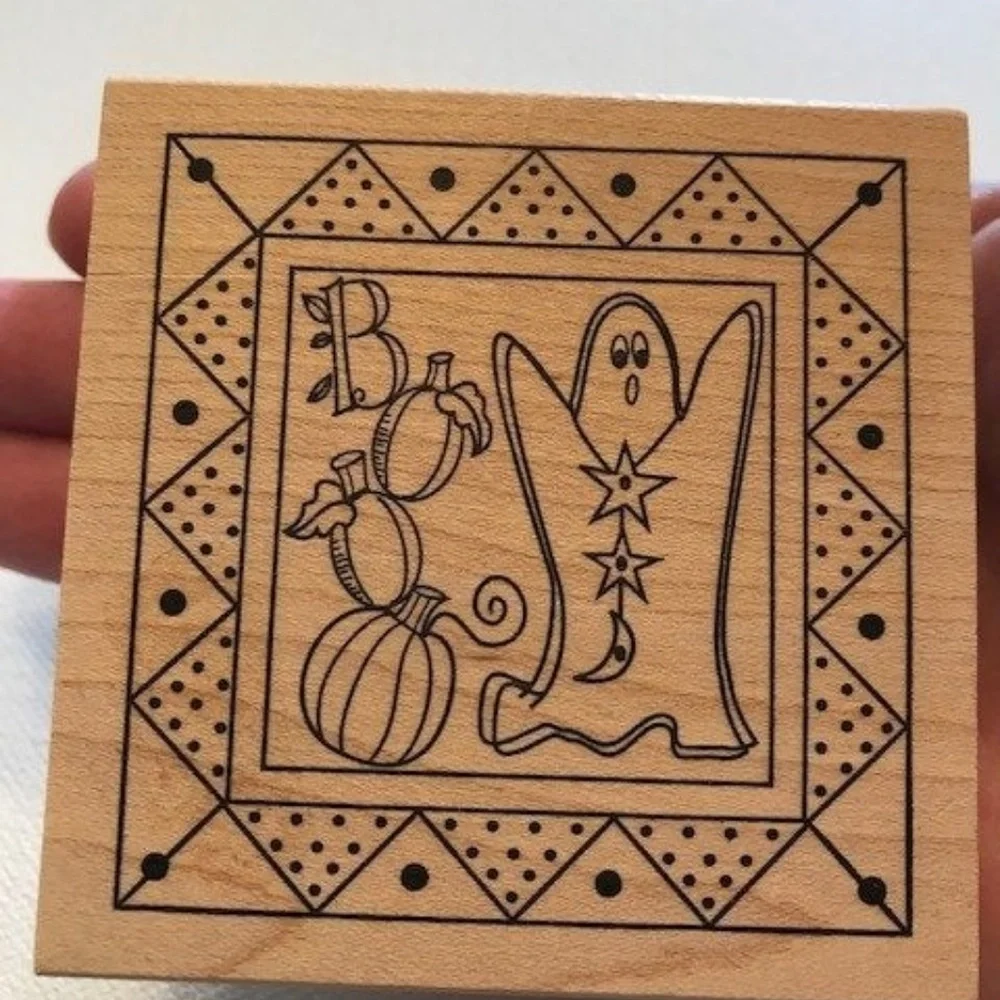 Boo Ghost Halloween Rubber Stamp New Outlines Rare